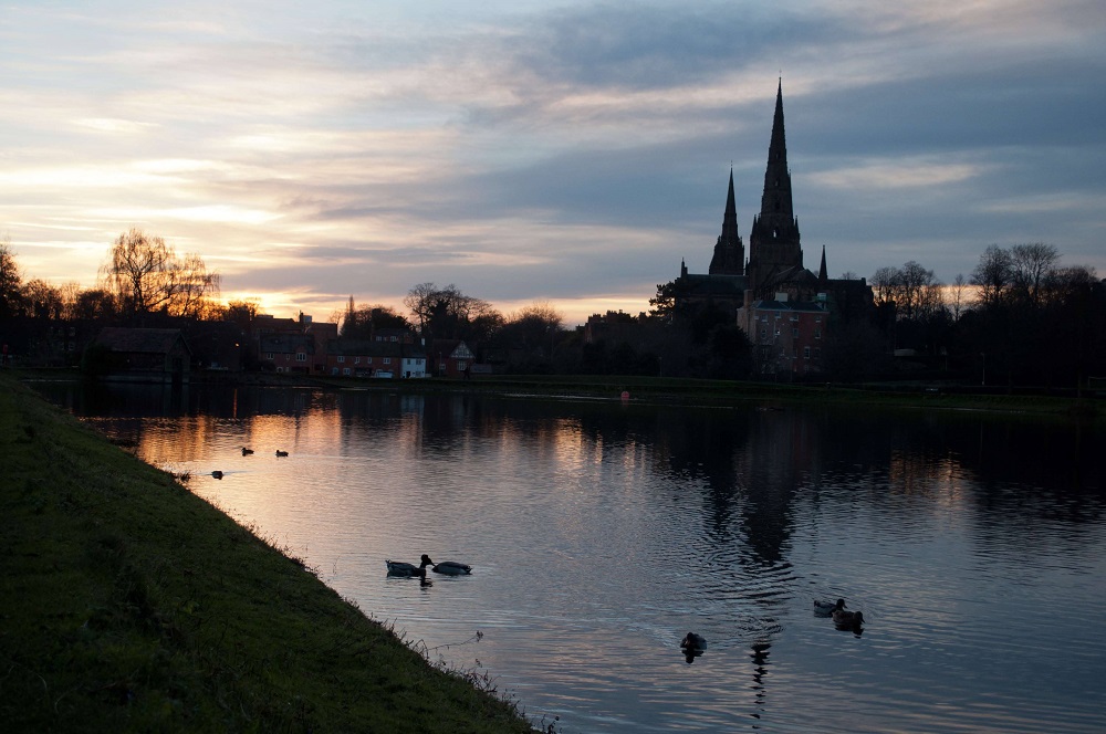 Lichfield Cathedral from Stowe Pool