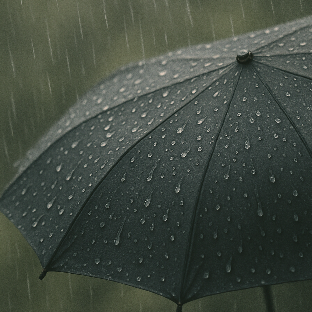 rain on a umbrella