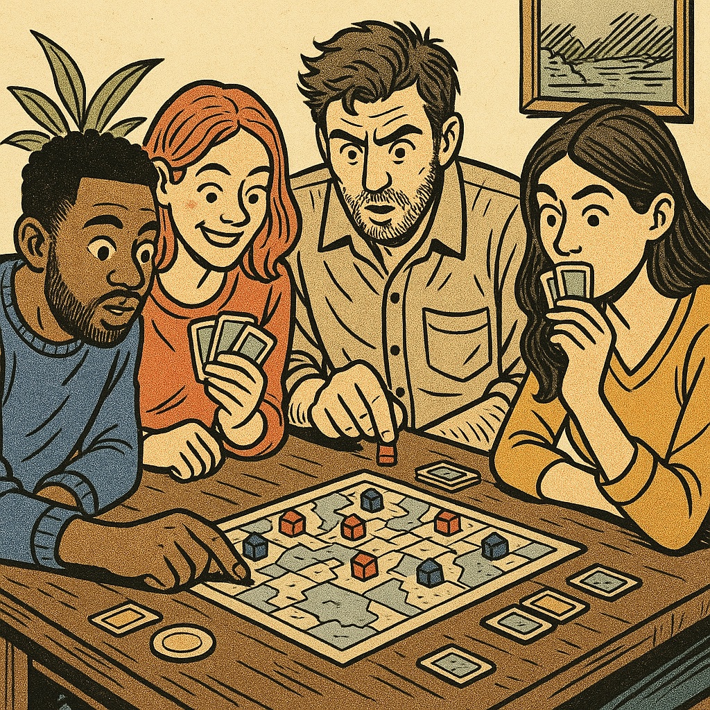 Friends playing a board game