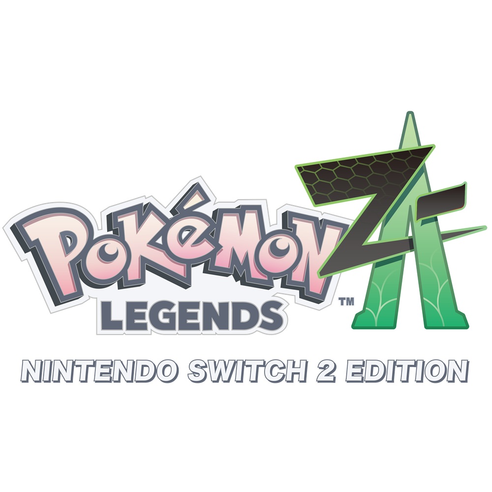 Logo for Pokémon Legends Z-A Nintendo Switch 2 Edition with stylised text and a large green, hexagon-patterned Z-A in the background.